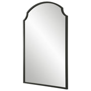 Treva Satin Black Mirror | Modern Arch Iron Frame Bathroom Vanity Mirror (22 in. W x 36 in. H x 1 in. D)