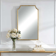 Gildra Gold Leaf Mirror | Modern Rectangle Iron Frame Bathroom Vanity Mirror (22 in. W x 36 in. H x 1 in. D)