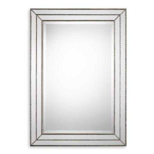 Riventa Metallic Silver Mirror | Modern Rectangle Engineered Wood Frame Bathroom Vanity Mirror Mounted Vertical or Horizontal (24 in. W x 34 in. H x 1 in. D)