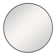 Arculo Satin Black Mirror | Modern Round Aluminum Frame Bathroom Vanity Mirror (24 in. W x 24 in. H x 1 in. D)