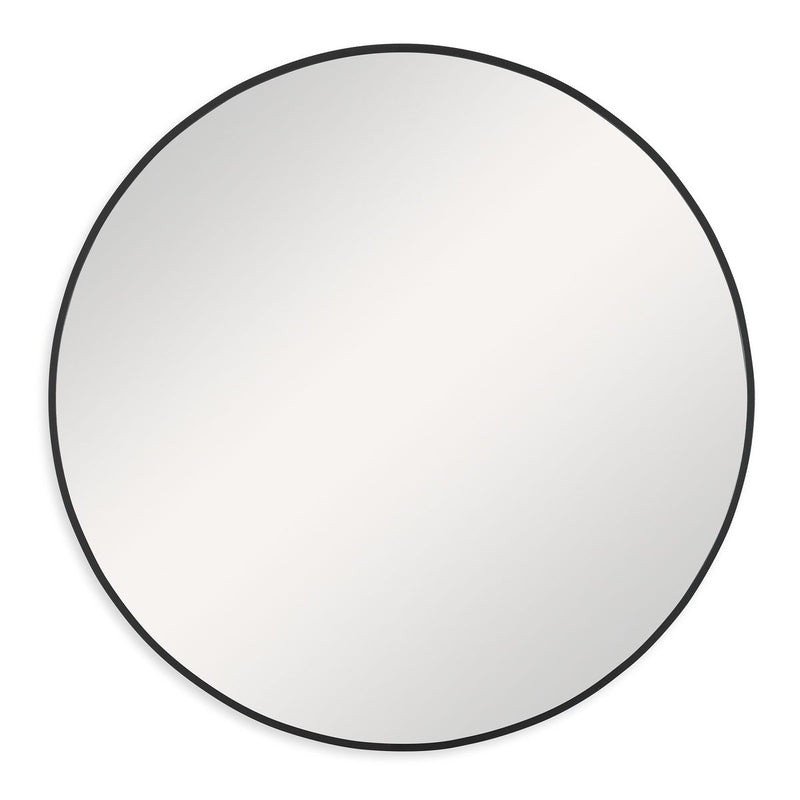 Arculo Satin Black Mirror | Modern Round Aluminum Frame Bathroom Vanity Mirror (24 in. W x 24 in. H x 1 in. D)