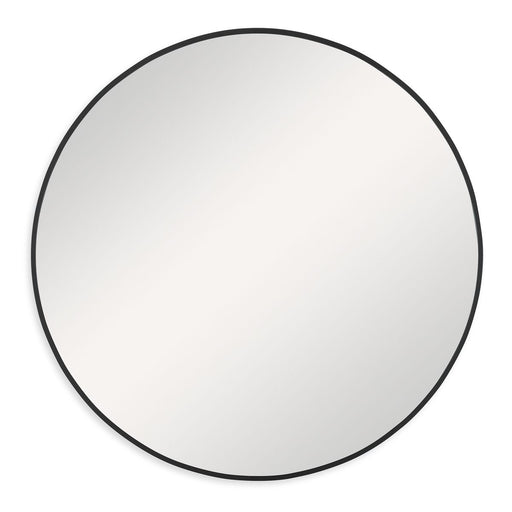 Arculo Satin Black Mirror | Modern Round Aluminum Frame Bathroom Vanity Mirror (24 in. W x 24 in. H x 1 in. D)