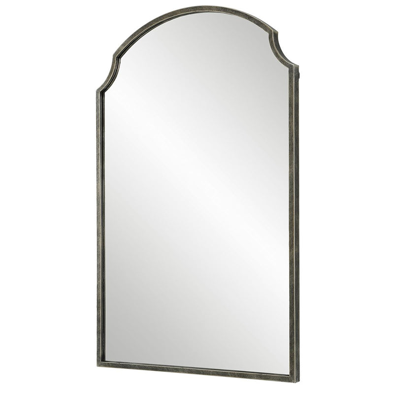 Treva Rich Bronze Mirror | Modern Arch Iron Frame Bathroom Vanity Mirror (22 in. W x 36 in. H x 1 in. D)