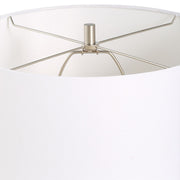 Vulnix Weathered Black Ceramic Modern Table Lamp with Off White Linen Shade (24" H Lamp with 10" H x 14" W Shade)