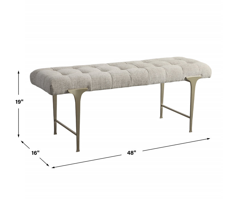 Uttermost Imperial Upholstered Gray Bench - ALCOVE LIGHTING
