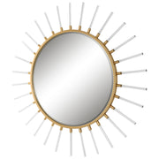 Uttermost Oracle 09883 metallic gold leaf modern round mirror with forged iron frame and clear acrylic rods, 55 in. W x 55 in. H