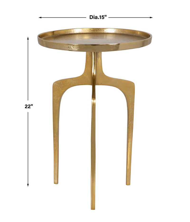 Century Accent Table | Textured Soft Gold and Solid Round Top (15 in. W x 22 in. H)