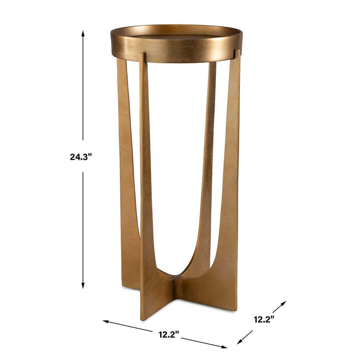 Velora Accent Table | Cast Aluminum and Old Brass Antique (12 in. W x 24 in. H)