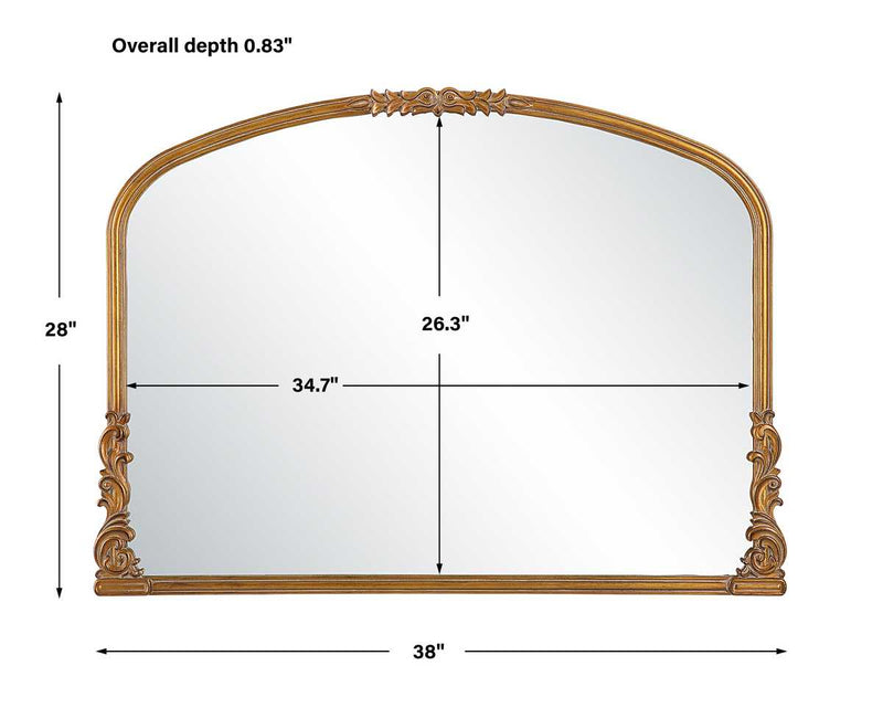Evara Antique Gold Mirror | Classic Ornate Baroque Mantel Engineered Wood Frame Mirror (38 in. W x 28 in. H x 1 in. D)