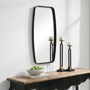 Nexa Matte Black Mirror | Modern Rectangle Metal Frame Bathroom Vanity Mirror with Rounded Corners Mounted Vertical or Horizontal (20 in. W x 40 in. H x 2 in. D)