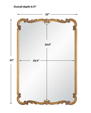 Galentra Antique Gold Mirror | Classic Ornate Rectangle Engineered Wood Frame Bathroom Vanity Mirror Mounted Vertical or Horizontal (22 in. W x 32 in. H x 1 in. D)