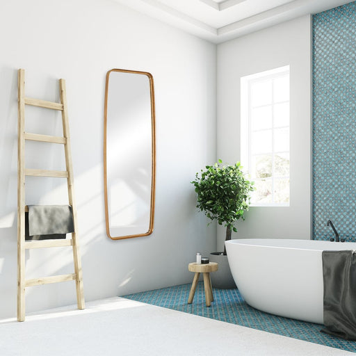 Vintura Gold Leaf Mirror | Modern Rectangle Metal Frame Bathroom Vanity Mirror with Rounded Corners (21 in. W x 60 in. H x 2 in. D)