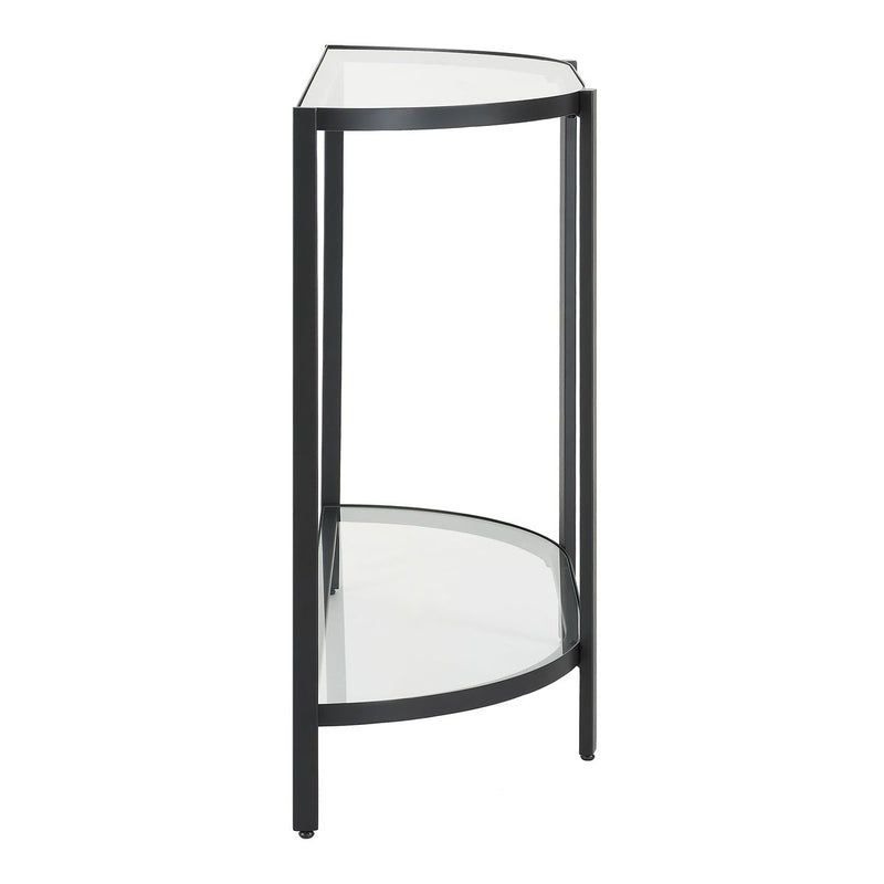 Orluna Console Table | Satin Black with Tempered Glass Shelves (36 in. W x 30 in. H x 12 in. D)