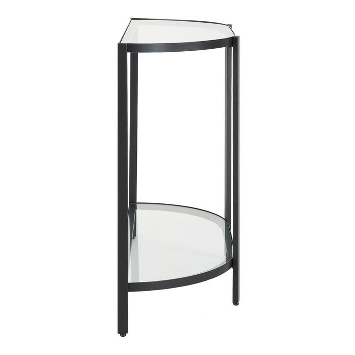 Orluna Console Table | Satin Black with Tempered Glass Shelves (36 in. W x 30 in. H x 12 in. D)