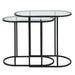 Strada Nesting Tables Set of 2 | Matte Black and Clear Tempered Glass Top (Medium: 22 in. W x 19.5 in. H x 10.5 in. D; Large: 24 in. W x 22 in. H x 12.5 in. D)