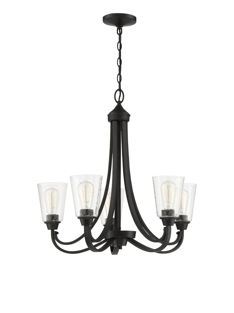 Craftmade 41925-ESP-CS Grace 5 Light Chandelier -Espresso (Clear Seeded Glass)