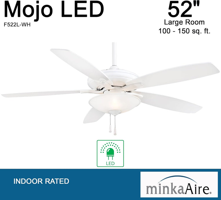 Minka Aire F522L-WH Mojo 52" White Ceiling Fan with LED Light