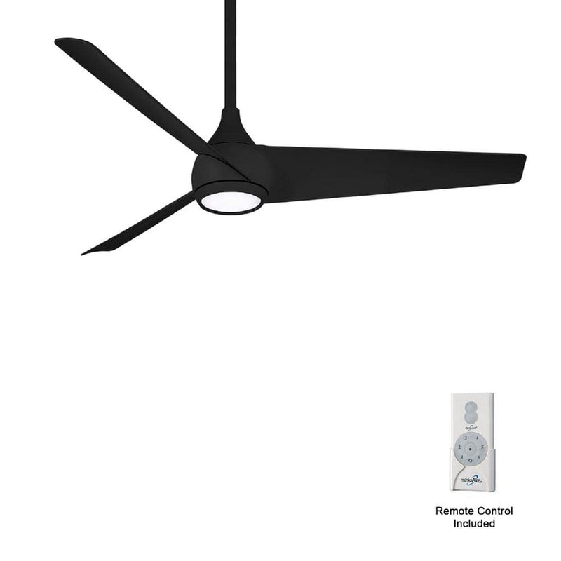 Minka Aire Twist F678L-CL 52-Inch LED Ceiling Fan in Coal Black with Remote