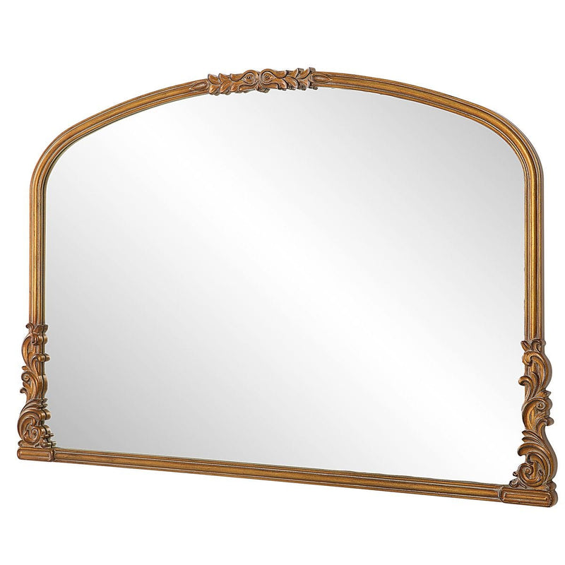 Evara Antique Gold Mirror | Classic Ornate Baroque Mantel Engineered Wood Frame Mirror (38 in. W x 28 in. H x 1 in. D)