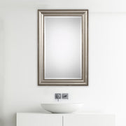 Averon Champagne Silver Leaf Mirror | Classic Rectangle Engineered Wood Frame Bathroom Vanity Mirror Mounted Vertical or Horizontal (24 in. W x 36 in. H x 2 in. D)