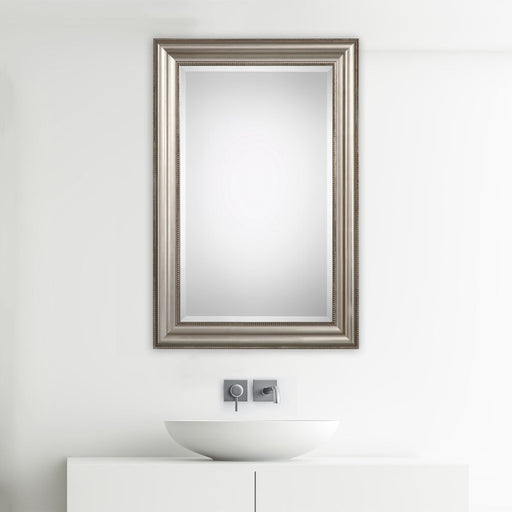 Averon Champagne Silver Leaf Mirror | Classic Rectangle Engineered Wood Frame Bathroom Vanity Mirror Mounted Vertical or Horizontal (24 in. W x 36 in. H x 2 in. D)