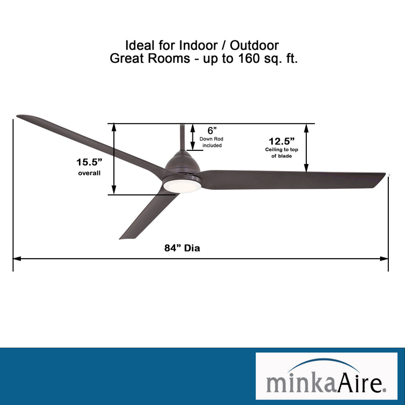 Minka Aire Java Xtreme F754L-KA 84-Inch Wet Smart LED Outdoor Ceiling Fan in Kocoa with Remote