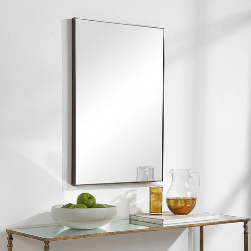 Moden Gunmetal Mirror | Modern Rectangle Frame Bathroom Vanity Mirror Mounted Vertical or Horizontal (21 in. W x 31 in. H x 1 in. D)