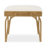 Astoria Antique Brushed Brass Accent Bench | Modern Iron Frame with Textured Light Cream Cushion (24 in. W x 22 in. H x 16 in. D)