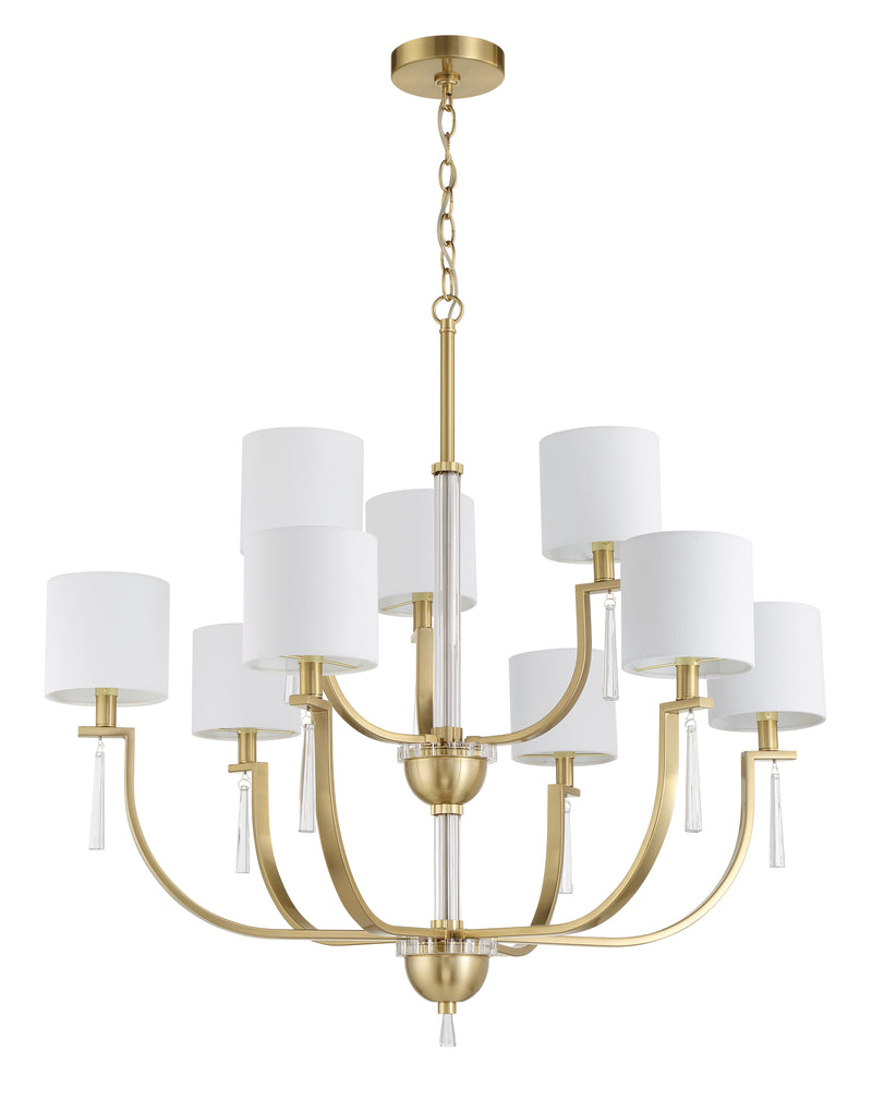 Craftmade 58229-SB Fortuna 9 Light Chandelier -Satin Brass