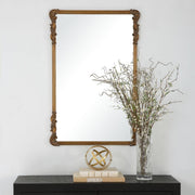 Glavora Antique Gold Mirror | Classic Ornate Rectangle Engineered Wood Frame Bathroom Vanity Mirror Mounted Vertical or Horizontal (24 in. W x 36 in. H x 1 in. D)