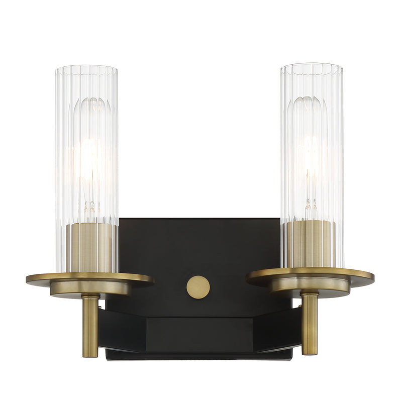 Minka Lavery Baldwin Park 2 Light Bathroom Vanity Light-Coal & Soft Brass