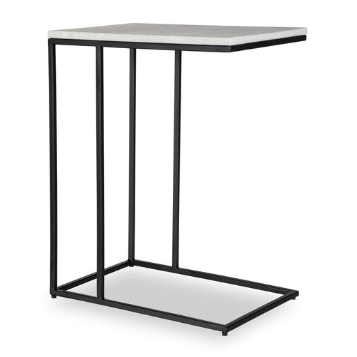 Morlan Accent Table | Black Metal Frame and White Marble Top (18 in. W x 23 in. H x 12 in. D)