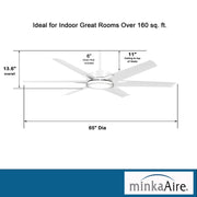 Minka Aire F866L-WHF Deco 65" Flat White LED Outdoor Ceiling Fan with Remote - ALCOVE LIGHTING