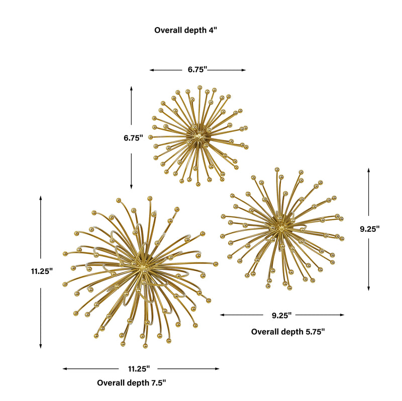 Uttermost Aga Gold Metal Wall Decor, S/3 - ALCOVE LIGHTING