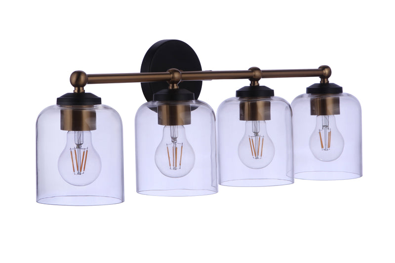 Craftmade 18726FBSB4 Coppa 4 Light Vanity -Flat Black/Satin Brass - ALCOVE LIGHTING