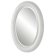 Avara Pure White Mirror | Modern Oval Polystyrene Frame Bathroom Vanity Mirror Mounted Vertical or Horizontal (22 in. W x 29 in. H x 1 in. D)