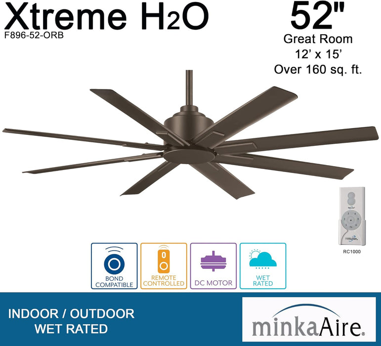 Minka Aire Xtreme H2O 52" Outdoor Oil Rubbed Bronze Ceiling Fan with Remote