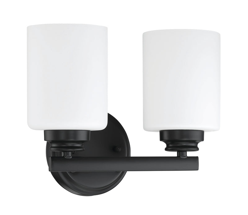 Craftmade 50502-FB-WG Bolden 2 Light Bathroom Vanity Light -Flat Black (White Glass)