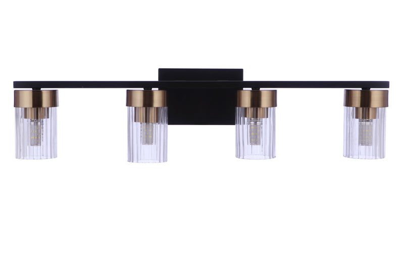 Craftmade 11827FBSB4 Bond Street 4 Light Bathroom Vanity Light -Flat Black/Satin Brass