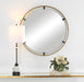Axion Rich Gold and Dark Bronze Mirror | Modern Round Iron Frame Bathroom Vanity Mirror (32 in. W x 32 in. H x 1 in. D)