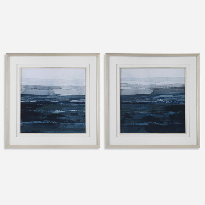 Uttermost Rising Blue Abstract Framed Prints, Set/2
