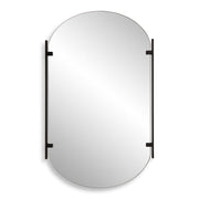 Capsina Satin Black Mirror | Modern Oval Iron Frame Bathroom Vanity Mirror Mounted Vertical or Horizontal (23 in. W x 38 in. H x 1 in. D)