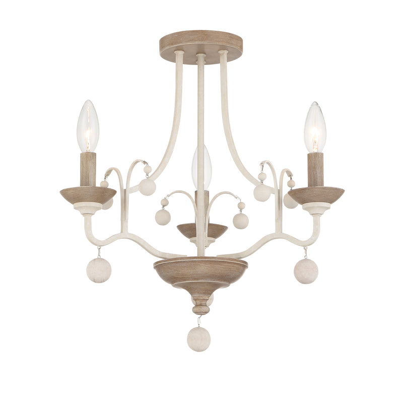 Minka Lavery Colonial Charm 3 Light Semi Flush Mount-White Wash