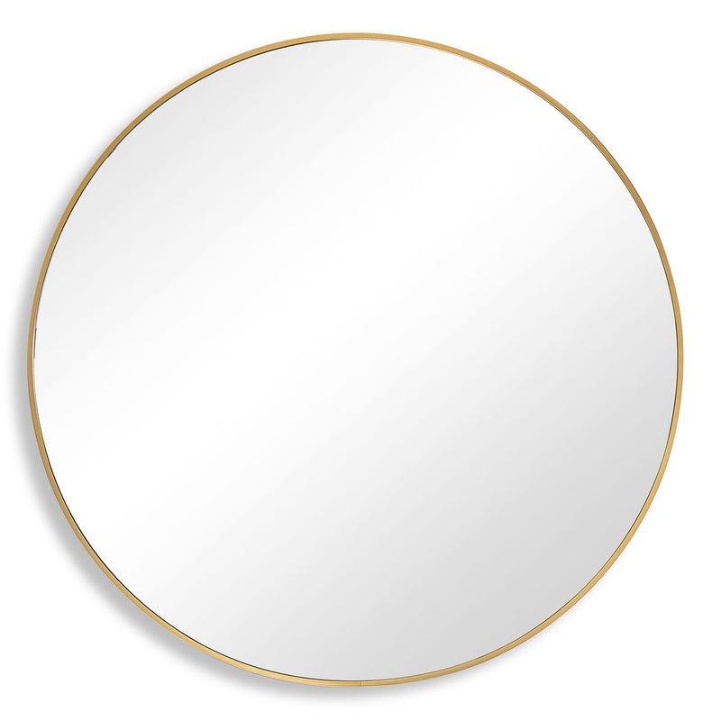 Arculo Brushed Gold Mirror | Modern Round Aluminum Frame Bathroom Vanity Mirror (34 in. W x 34 in. H x 2 in. D)