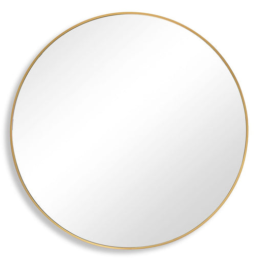 Arculo Brushed Gold Mirror | Modern Round Aluminum Frame Bathroom Vanity Mirror (34 in. W x 34 in. H x 2 in. D)