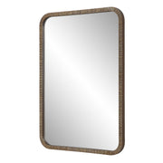 Branik Antique Gold Mirror | Modern Rectangle Frame Bathroom Vanity Mirror with Rounded Corners Mounted Vertical or Horizontal (22 in. W x 32 in. H x 1 in. D)