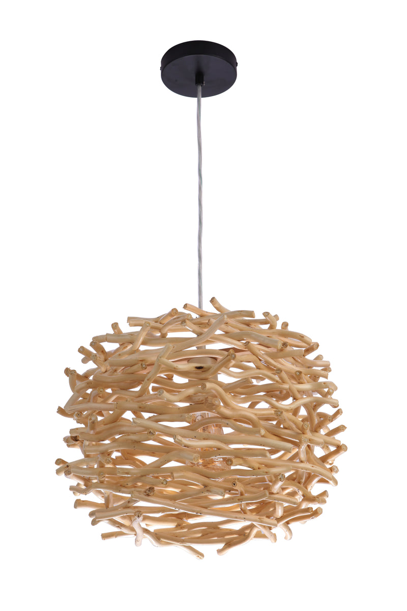 Craftmade P2001-NT Natural Pendant 1 Light Pendant w/ Natural Wood Woven Orb