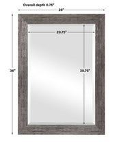 Struxe Silver Tones Mirror | Modern Rectangle Engineered Polymer Frame Bathroom Vanity Mirror Mounted Vertical or Horizontal (26 in. W x 36 in. H x 1 in. D)