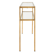 Cavli Console Table | Warm Gold with Tempered Glass Shelves (48 in. W x 30 in. H x 10 in. D)