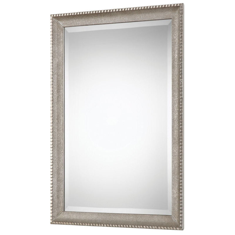 Silven Metallic Silver Mirror | Classic Rectangle Engineered Wood Frame Bathroom Vanity Mirror Mounted Vertical or Horizontal (24 in. W x 34 in. H x 2 in. D)